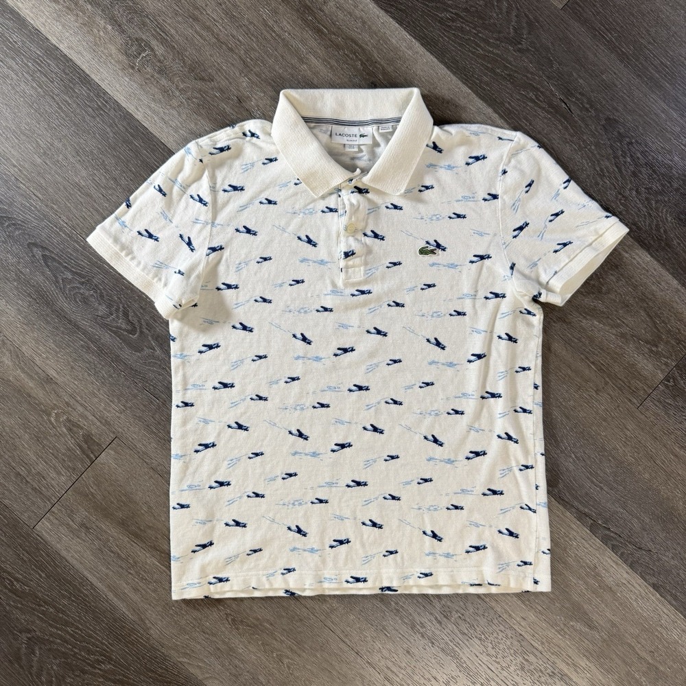 Lacoste Size Men's Slim Fit Polo VOCATION Edition RARE Airplanes Medium